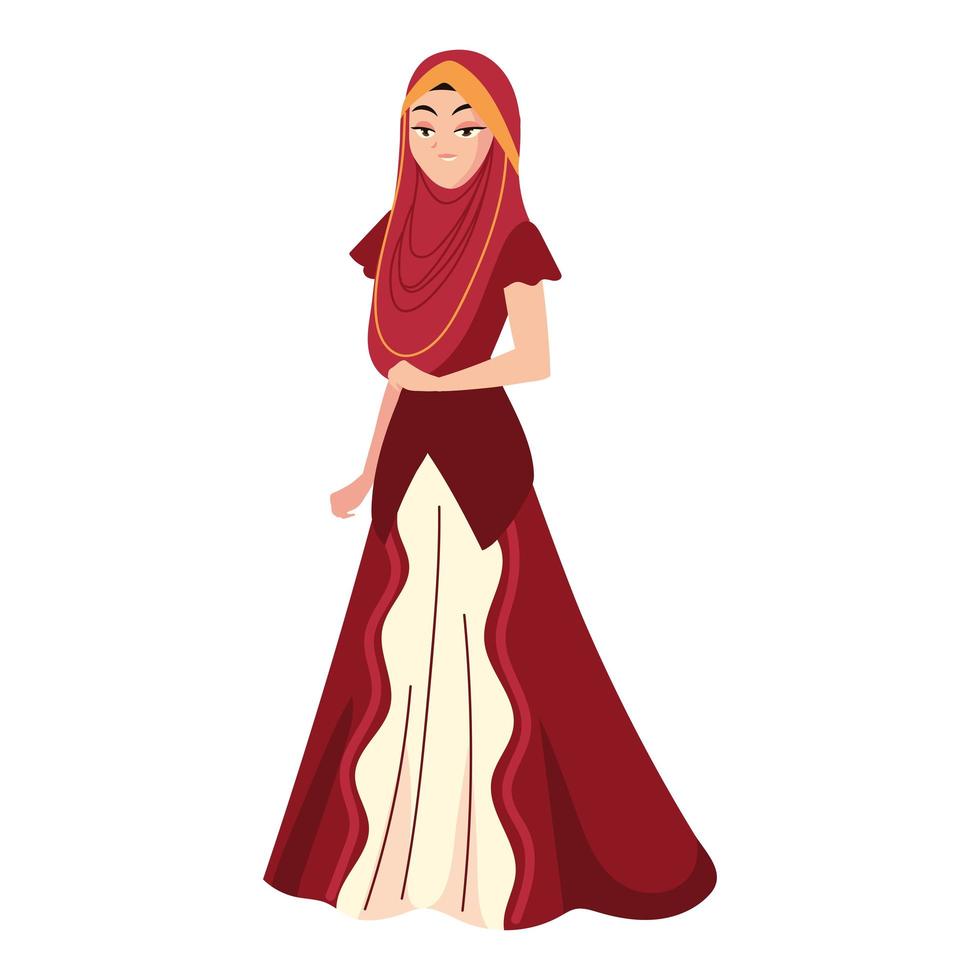 beautiful arab bride with hijab vector