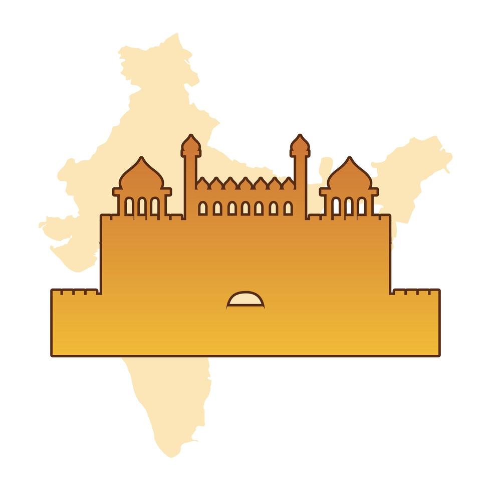 indian map and landmark famous vector