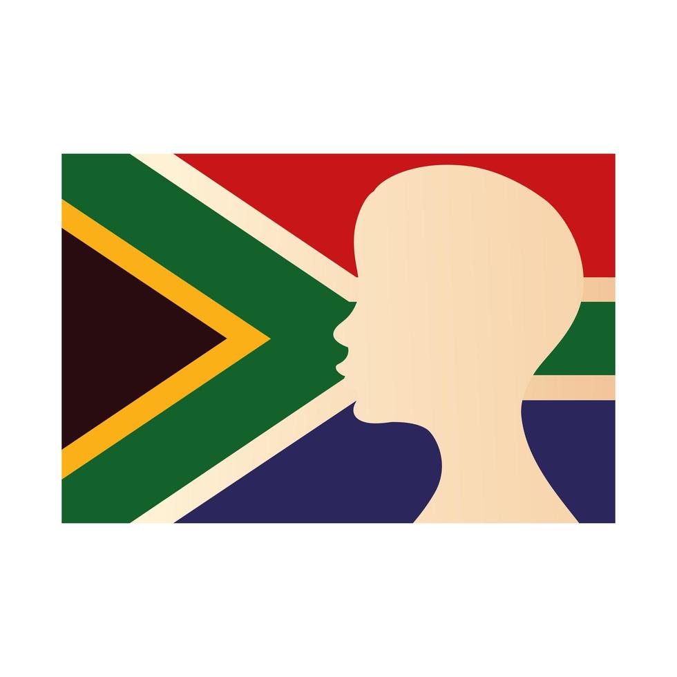 south africa flag with silhouette person vector