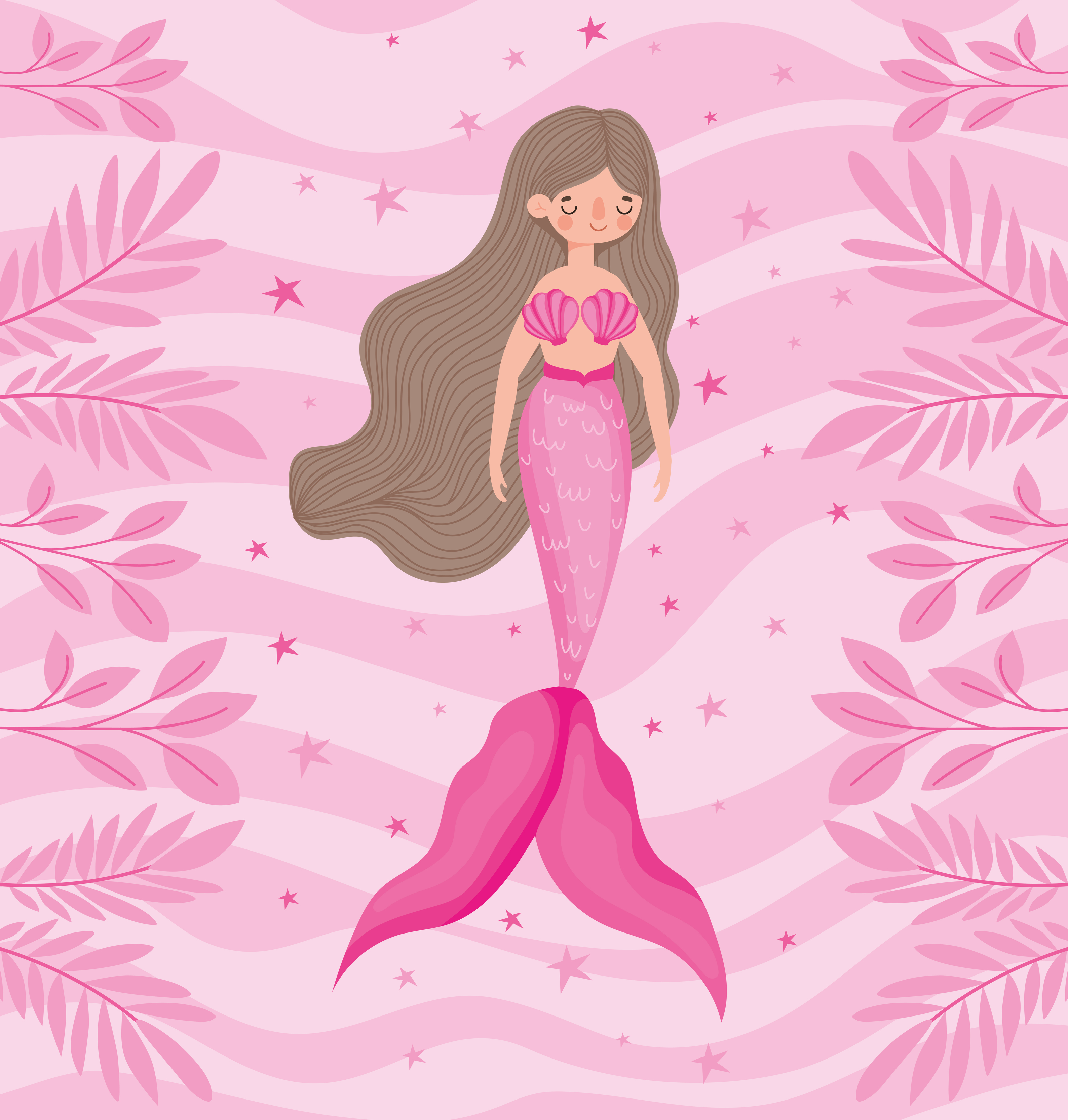 pretty pink mermaid 4058704 Vector Art at Vecteezy