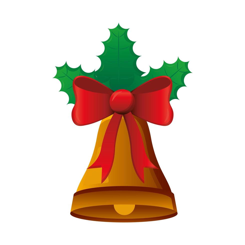 campana de feliz navidad con diseño de vector de arco