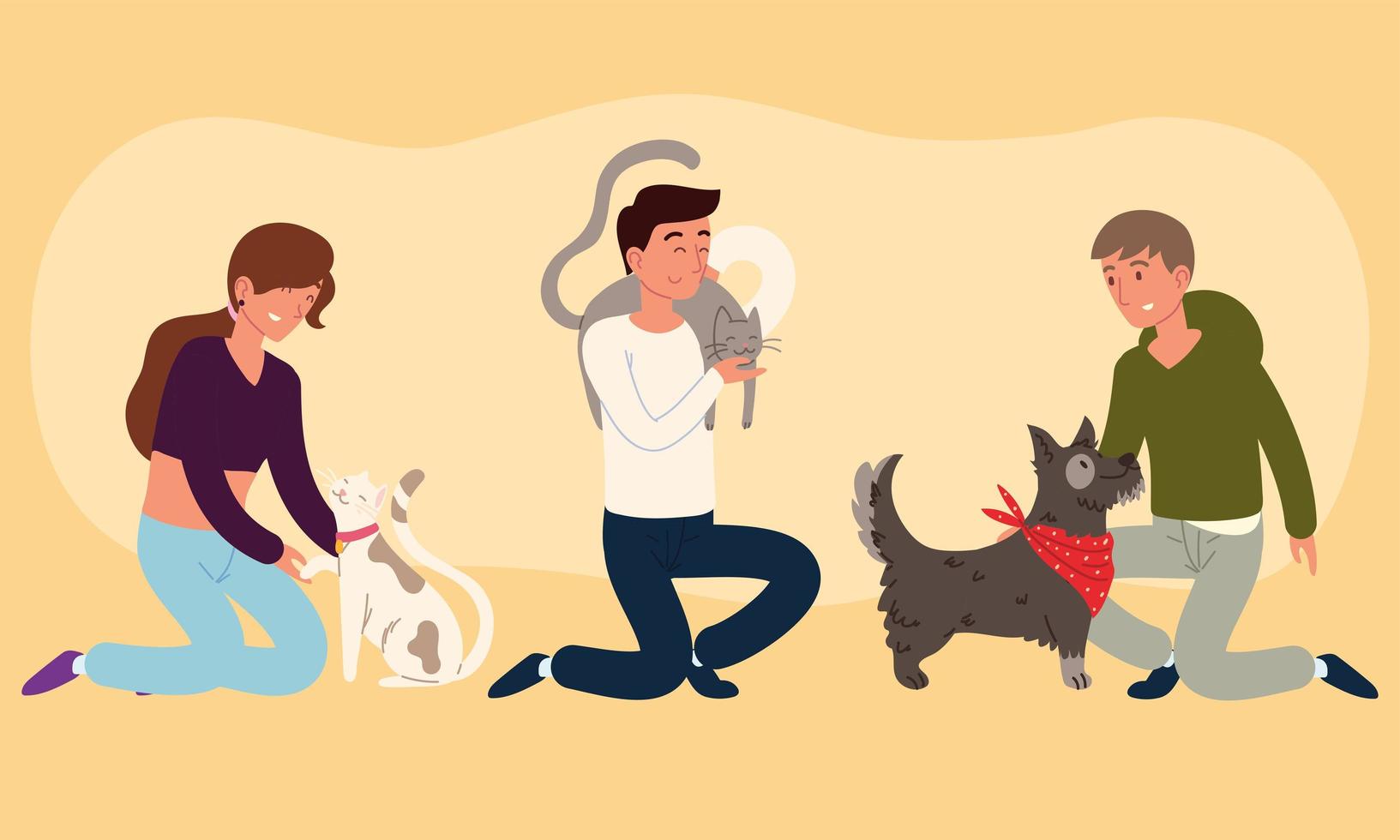 owners with their pets vector