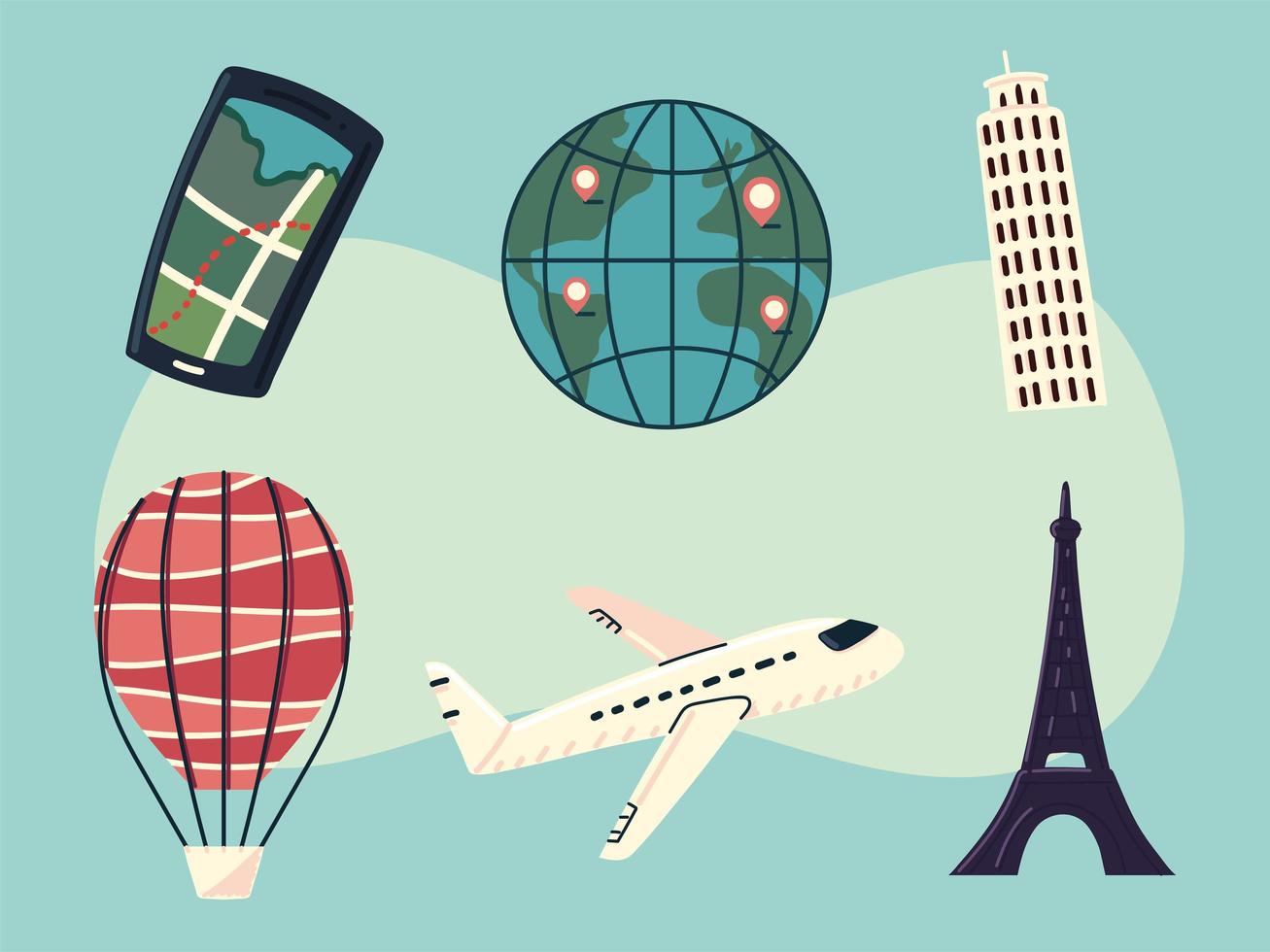 travel theme set vector