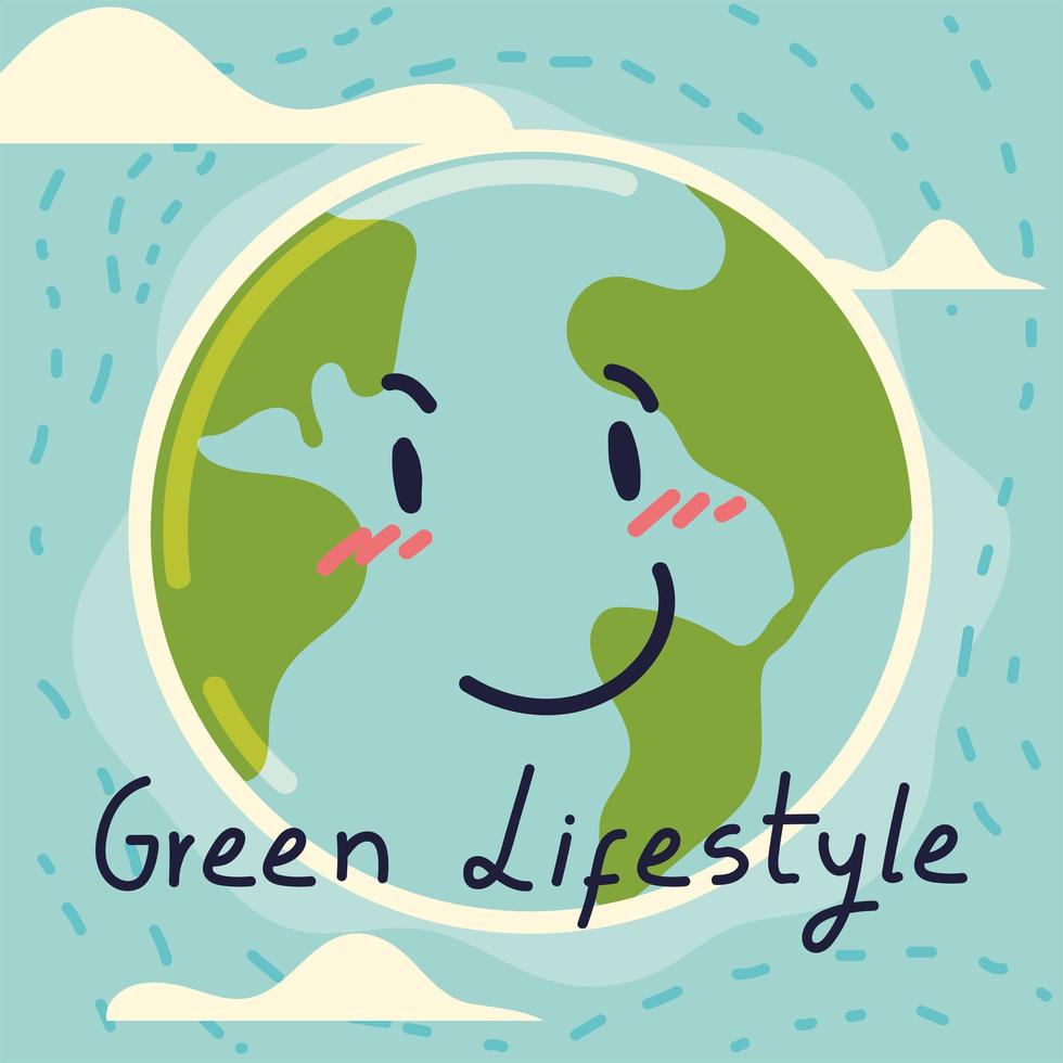 cartoon planet green lifestyle vector