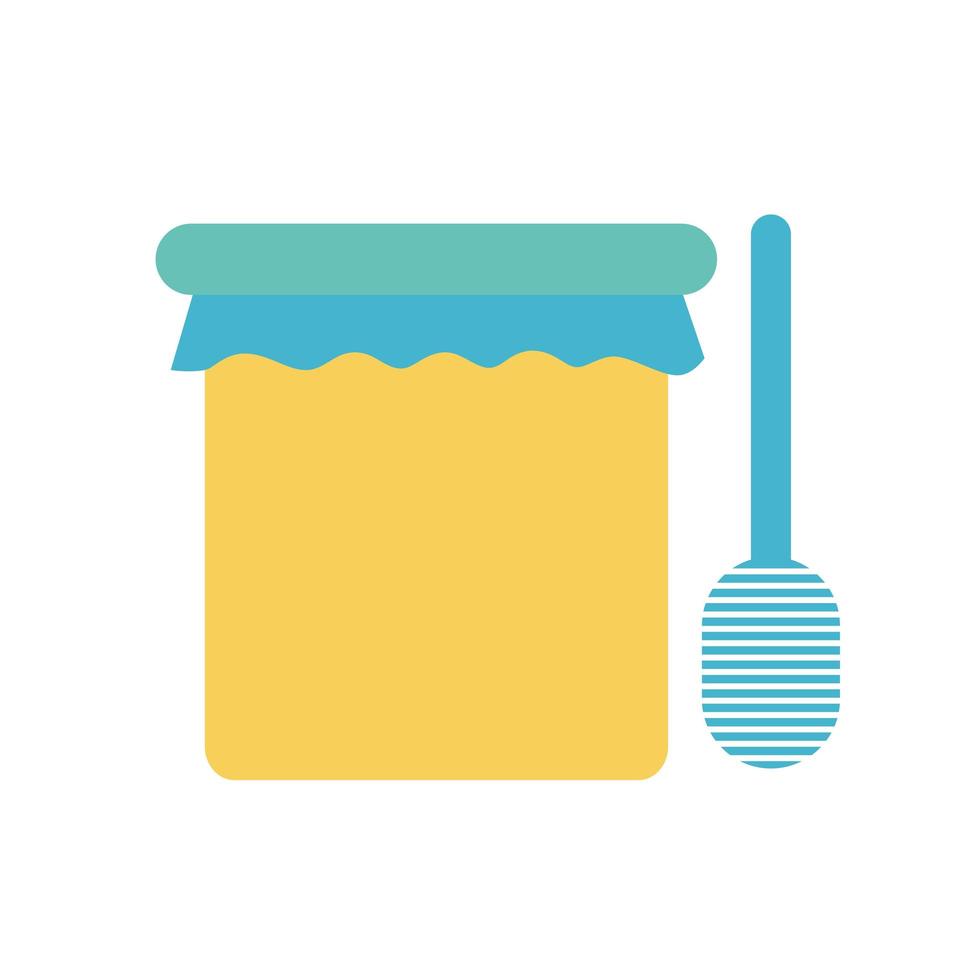 honey jar with stick flat style icon vector design