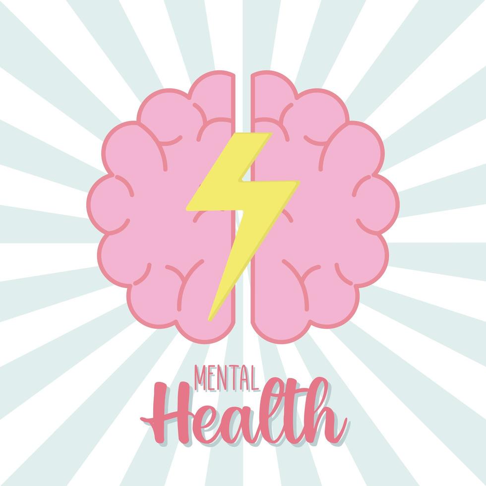 mental health with thunder on brain vector design