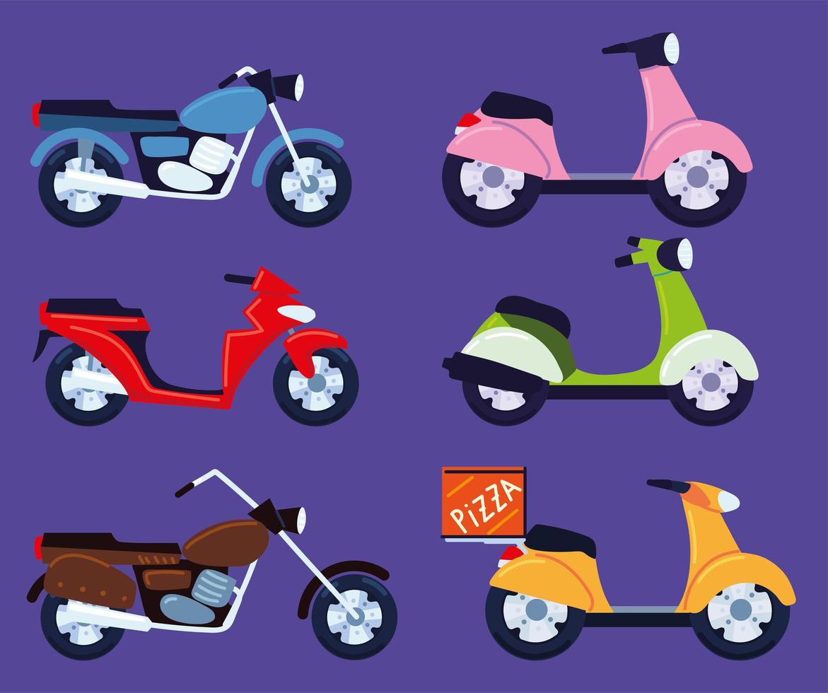 conjunto de diferentes motocicletas. vector