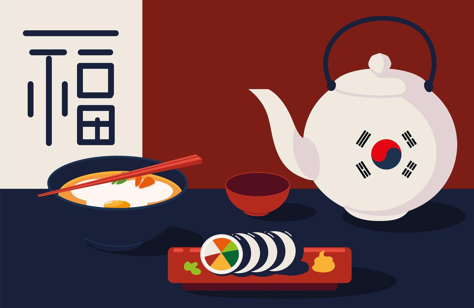 korean culture and food vector