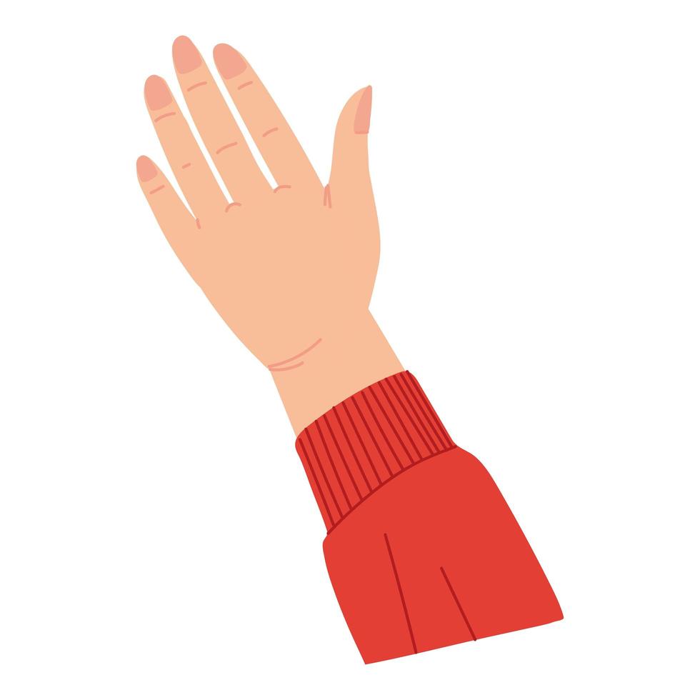 raised hand with red sweater vector