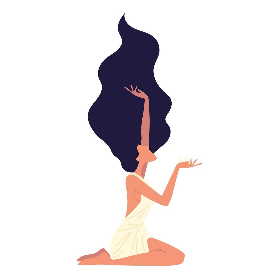 meditating woman relaxing vector