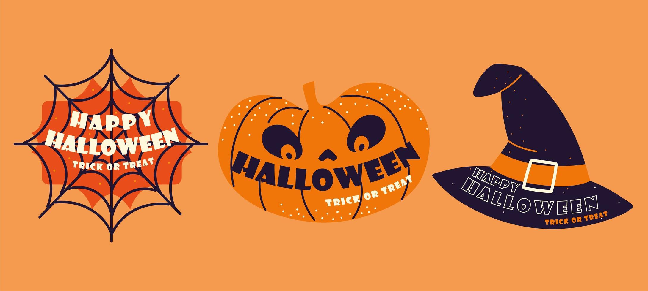 happy halloween set vector