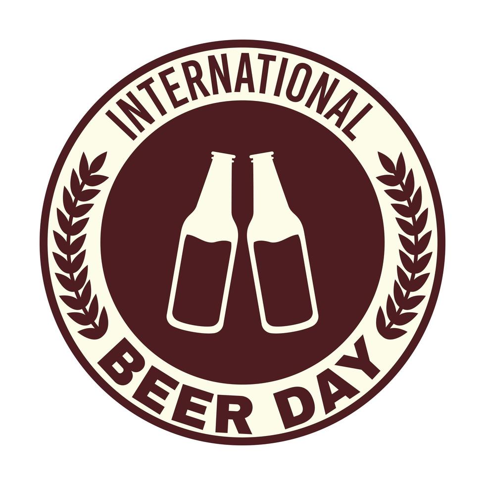 sello del día internacional de la cerveza vector