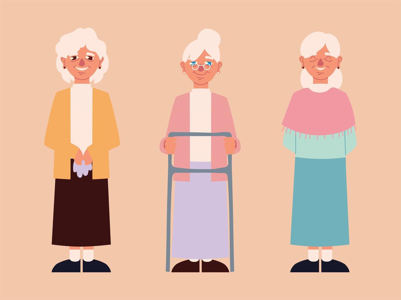 conjunto de abuelas lindas vector