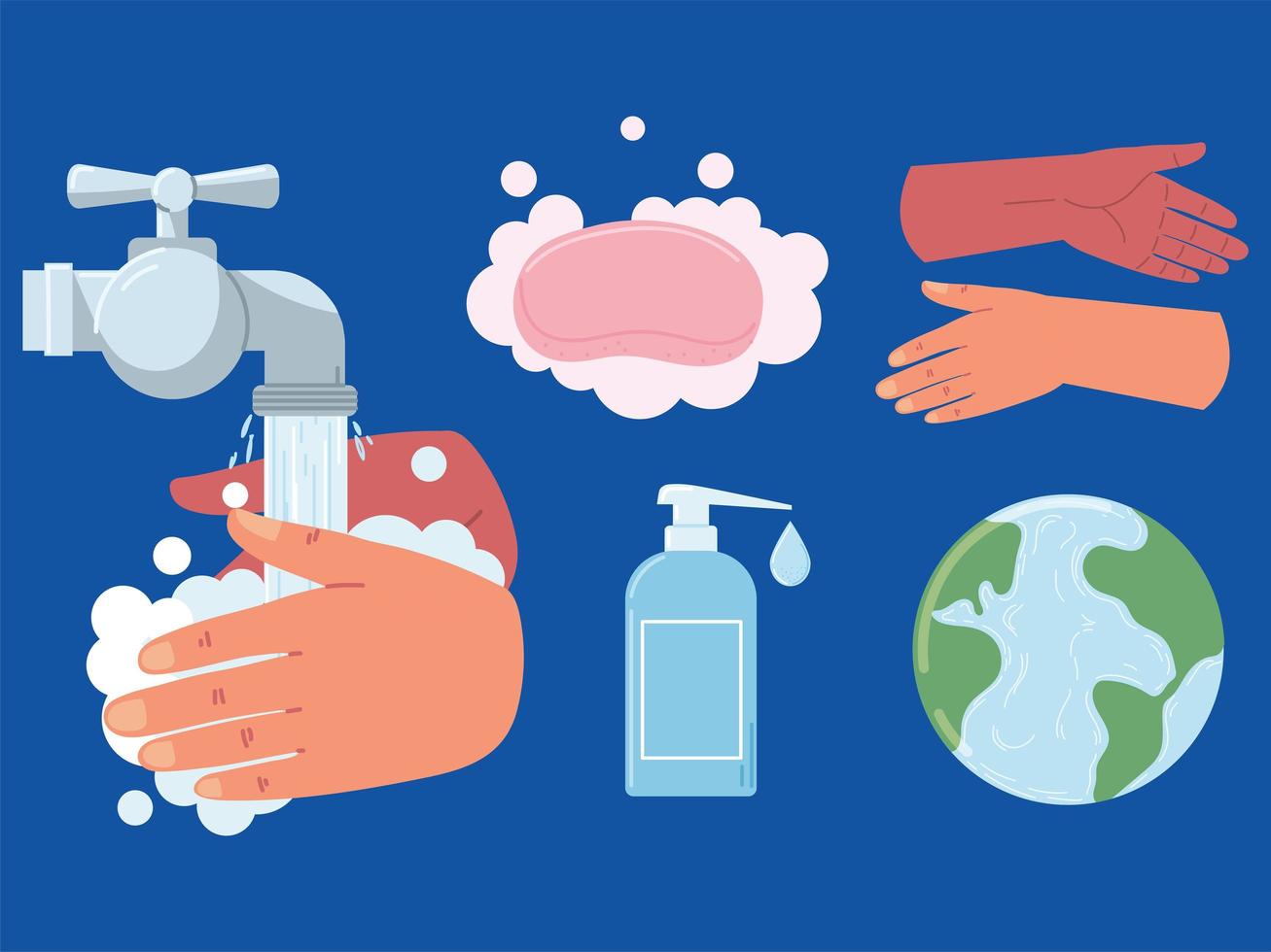 world washing hands vector