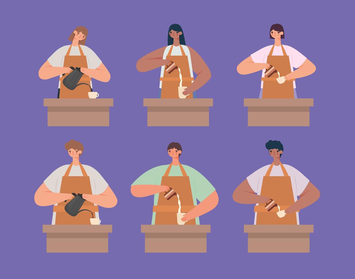 group of baristas vector