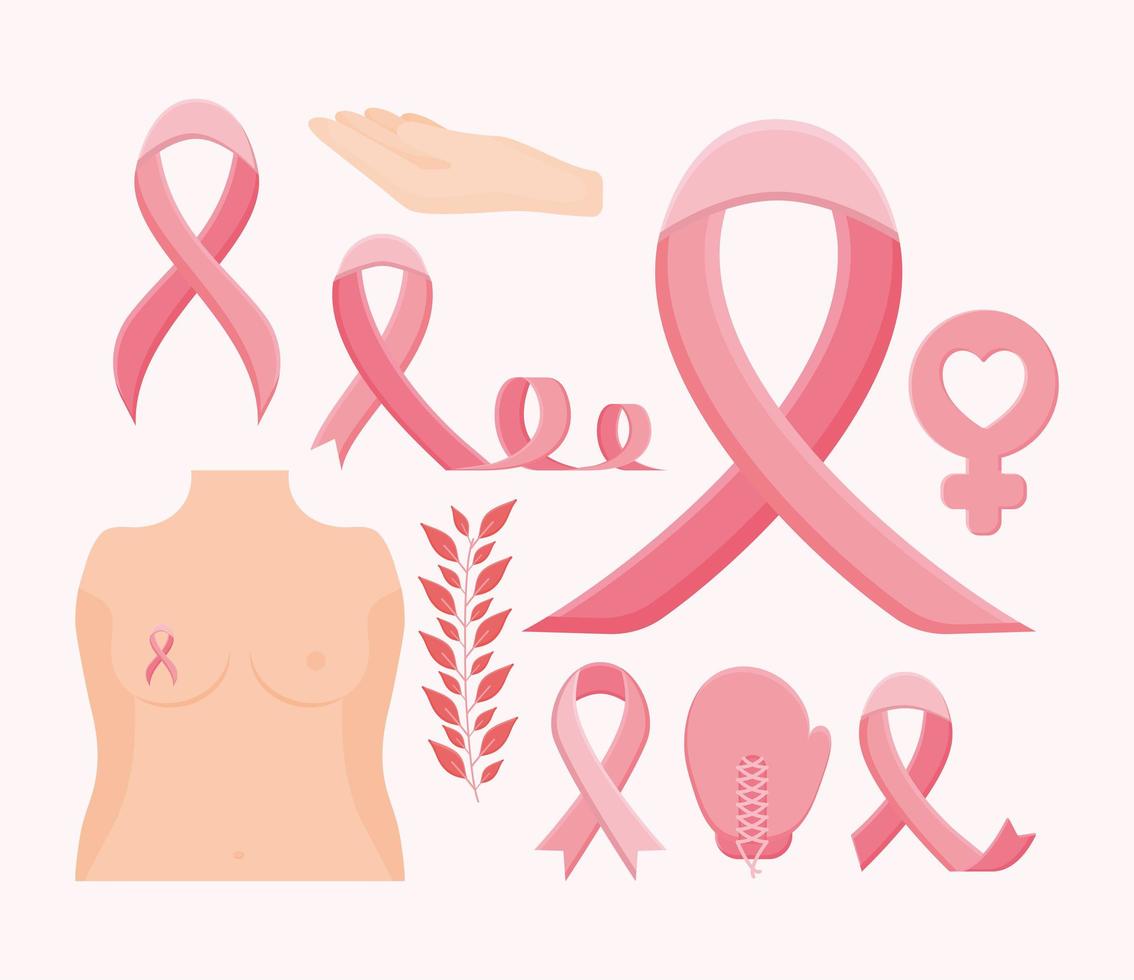 diez artículos de cáncer de mama vector