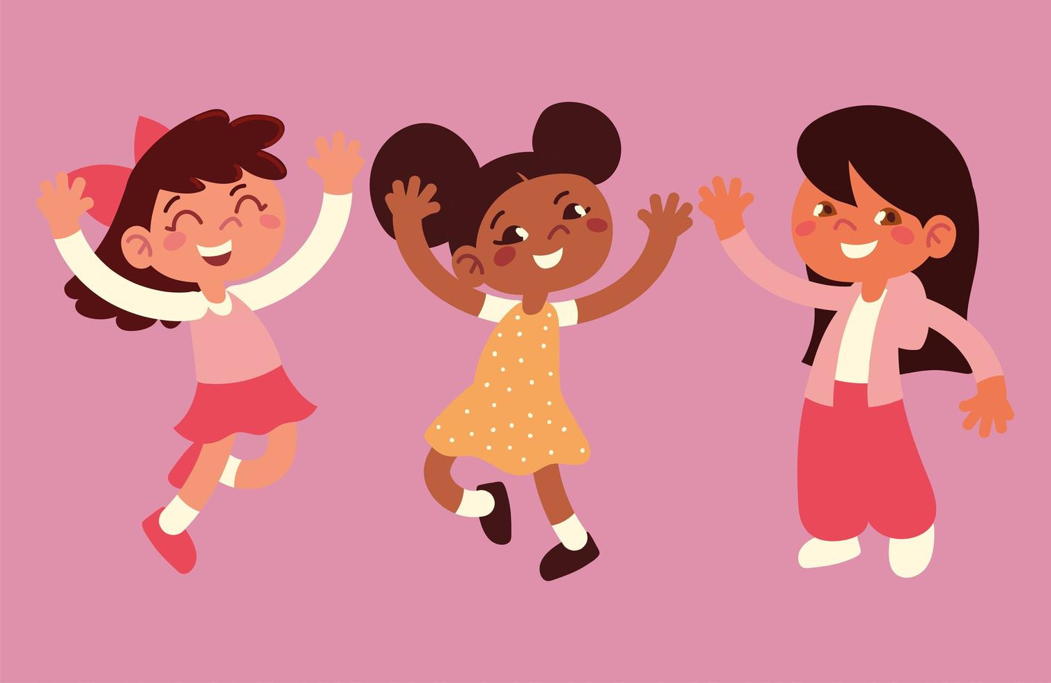 happy little girls vector