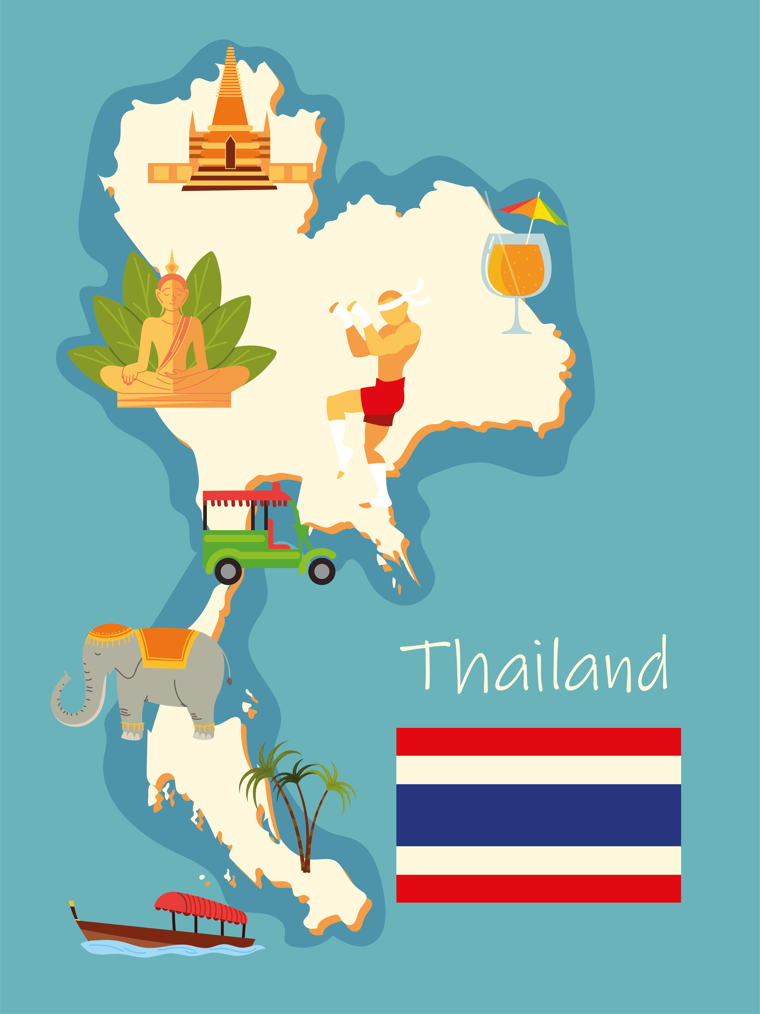 thailand map and icons 4059545 Vector Art at Vecteezy