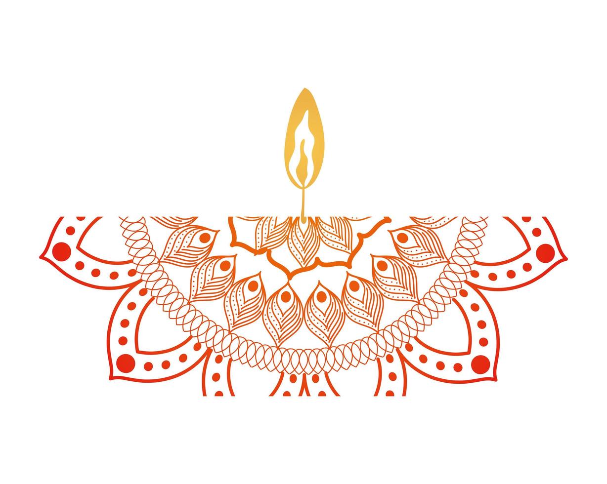 mandala of color red with a candle on white background vector