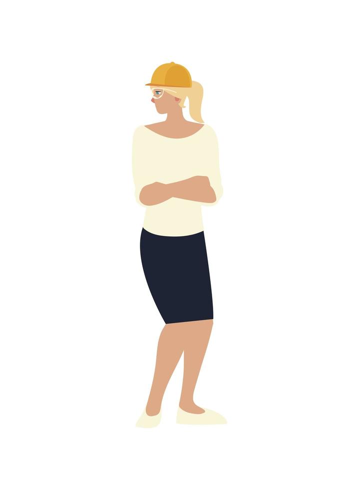 builders and architects, woman with hard hat character vector