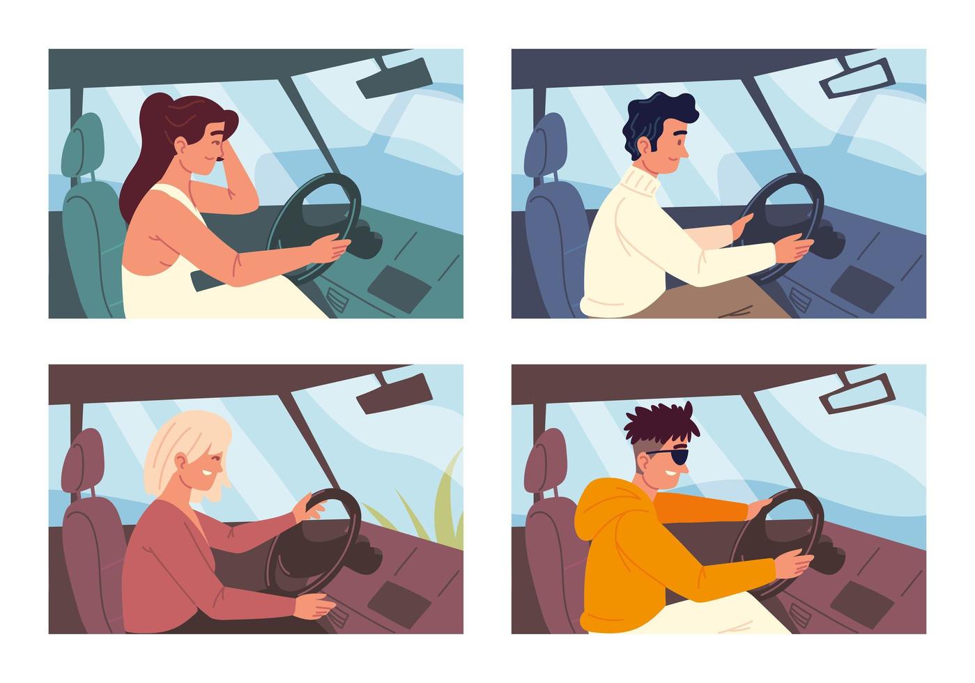 men and women drivers vector