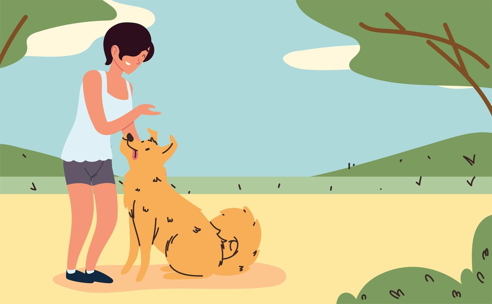 girl with dog vector