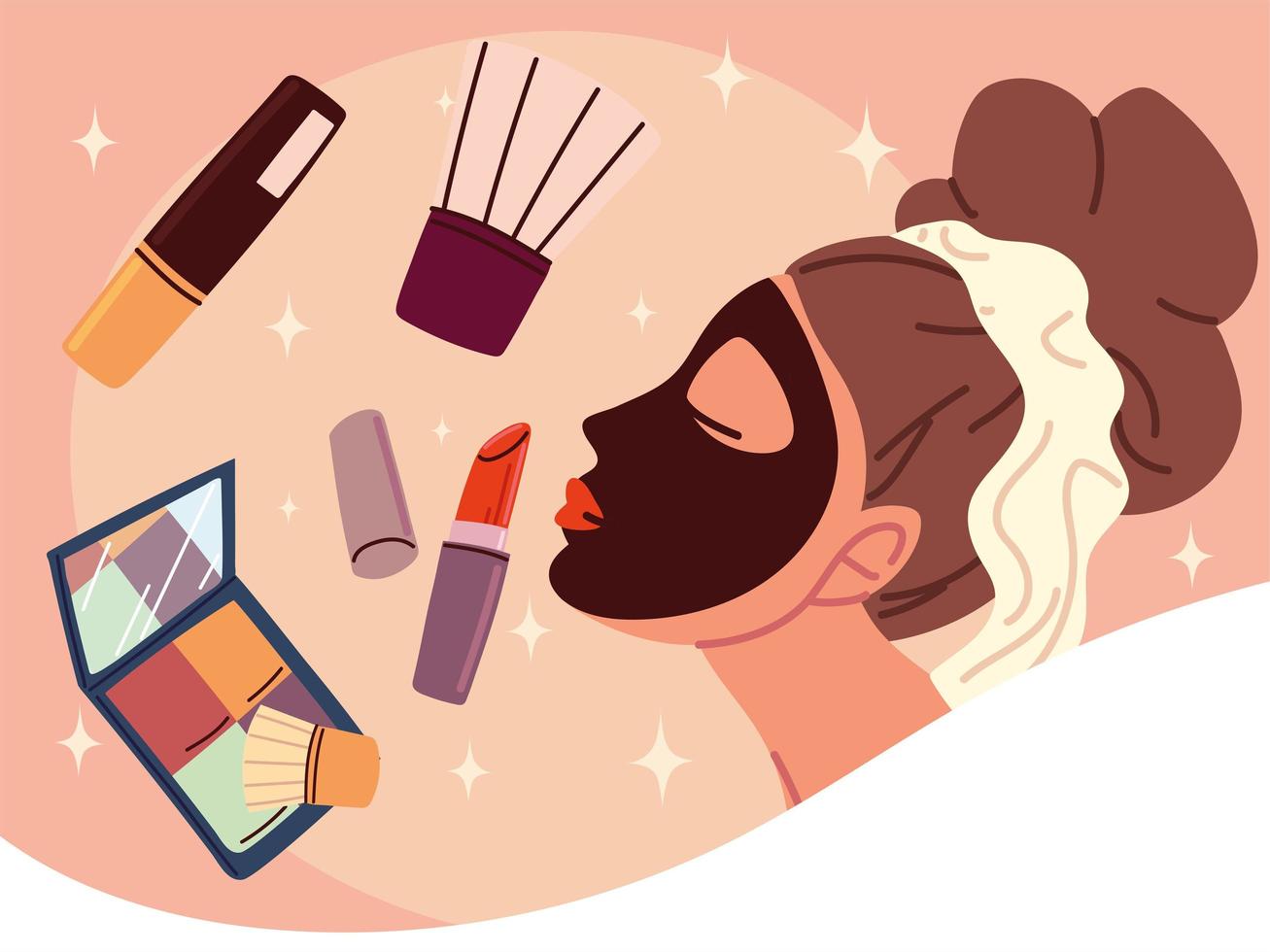 woman applying beauty mask vector