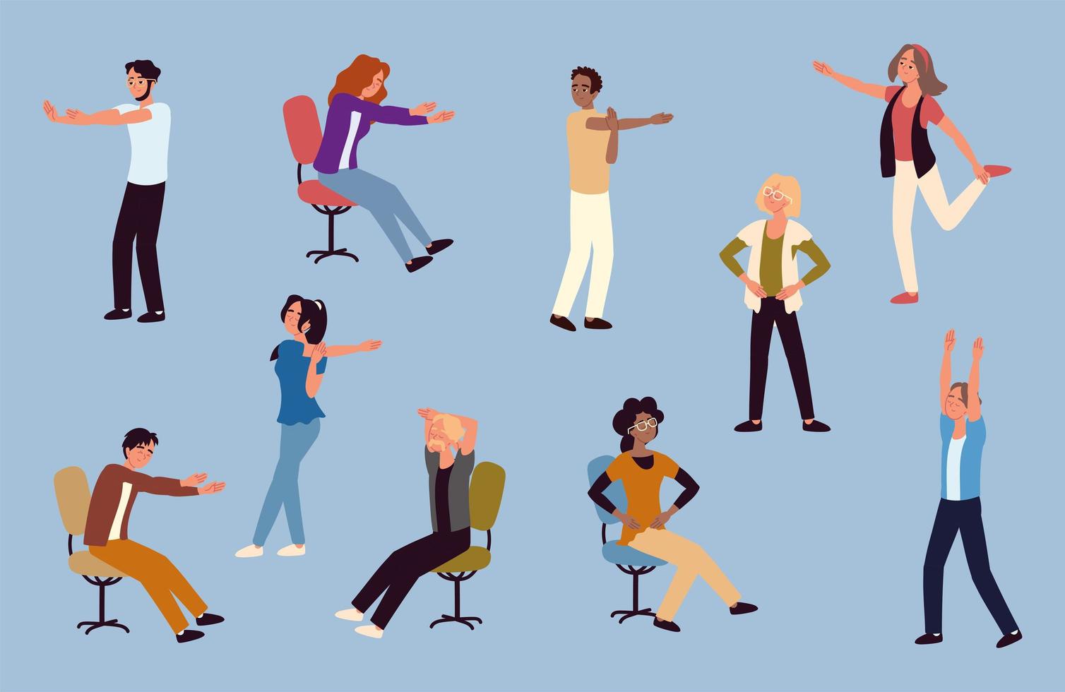 business people making stretching vector