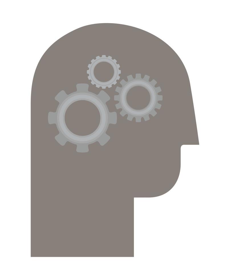 silhouette head with cogwheels vector