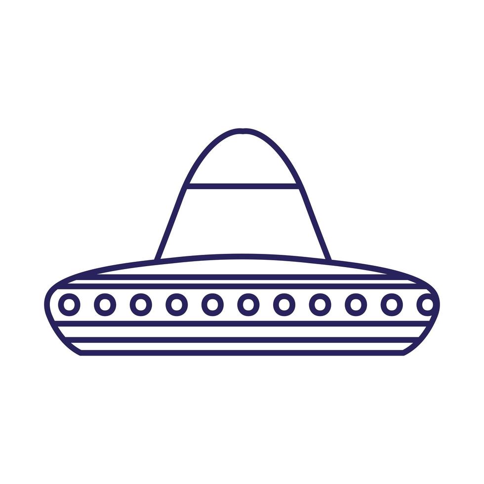 diseño de vector de icono de estilo de línea de sombrero mexicano