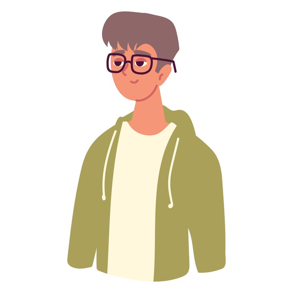 young man wearing glasses vector