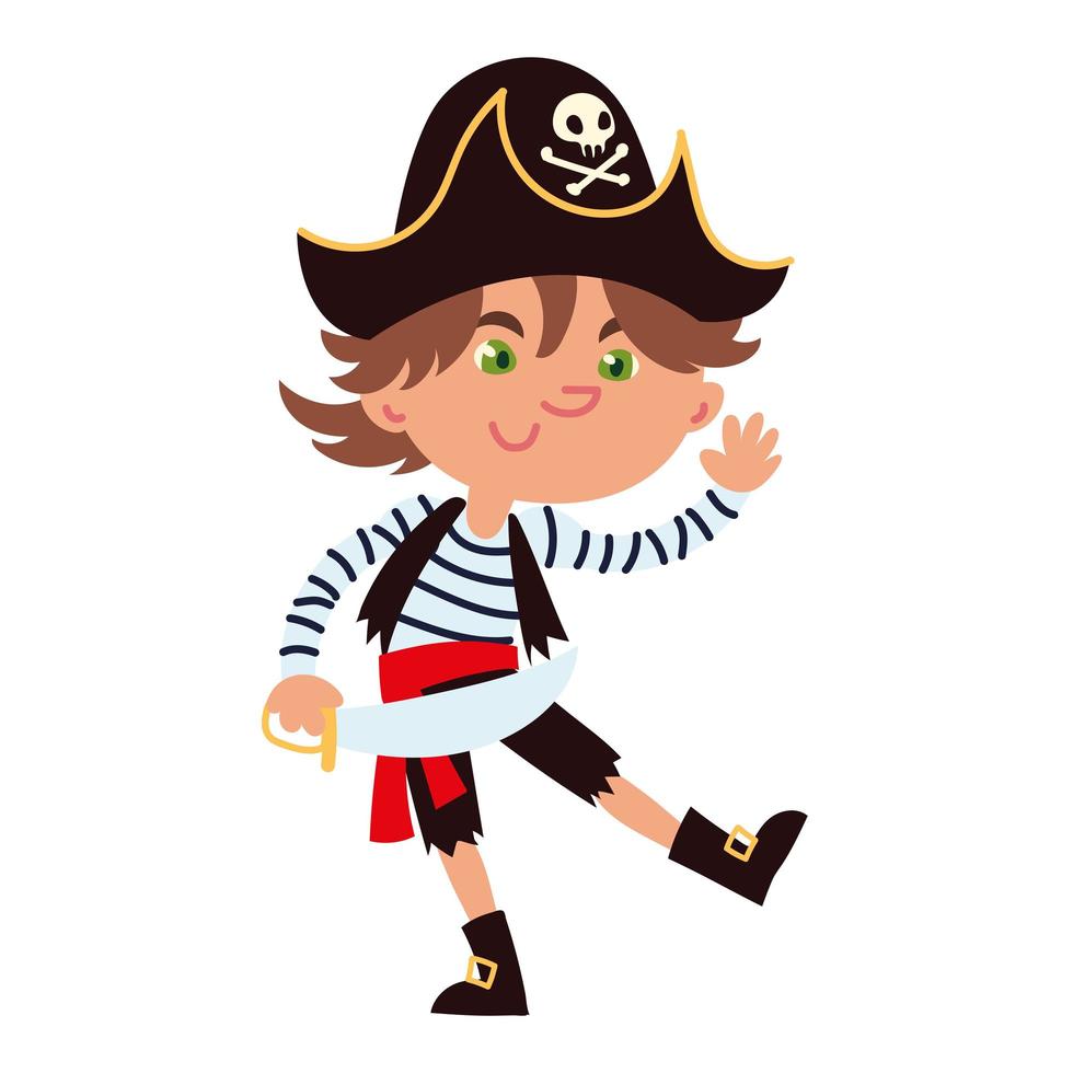 little boy in pirate costume vector