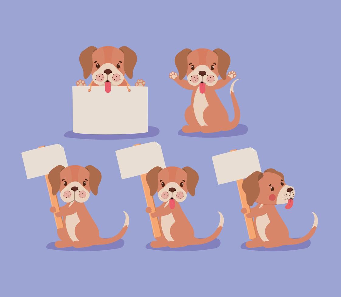 five puppies design vector