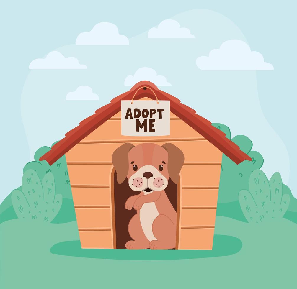 puppy with doghouse vector