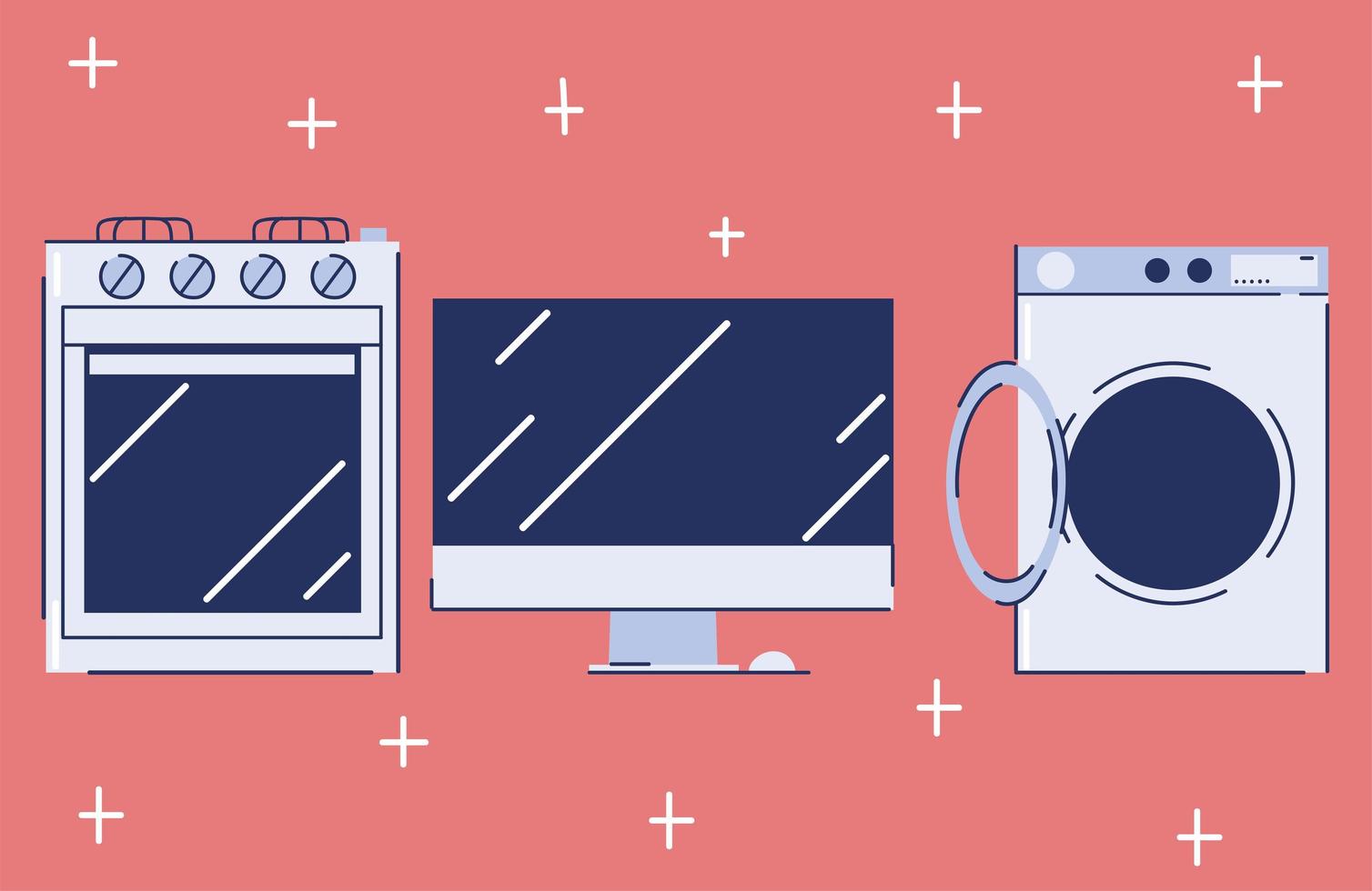 set of household appliances vector