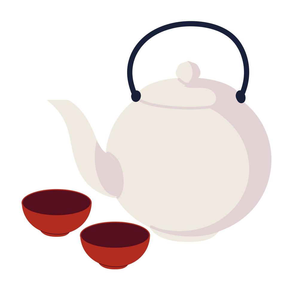 asian teapot and cups vector