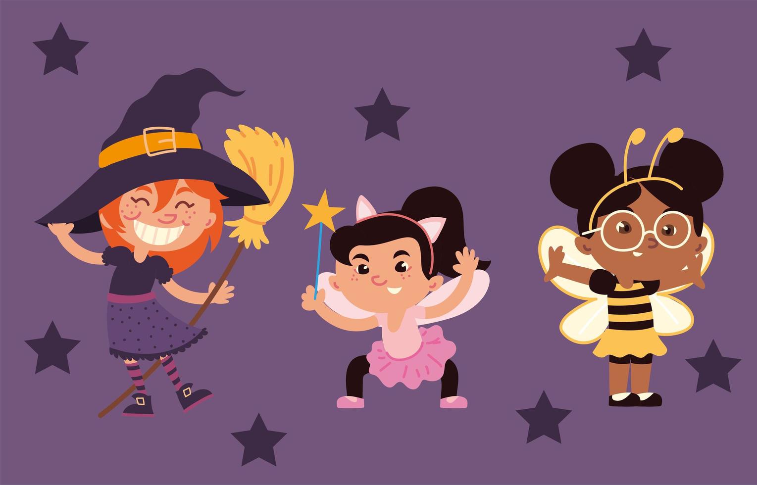 girls different costumes vector