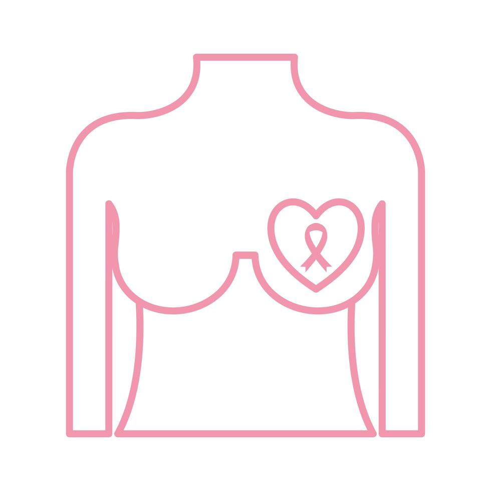 breast female with ribbon line style icon vector design