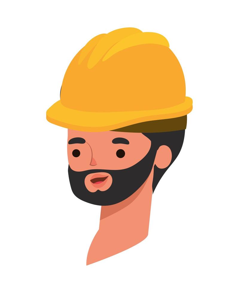 man face with safety helmet on a white background vector