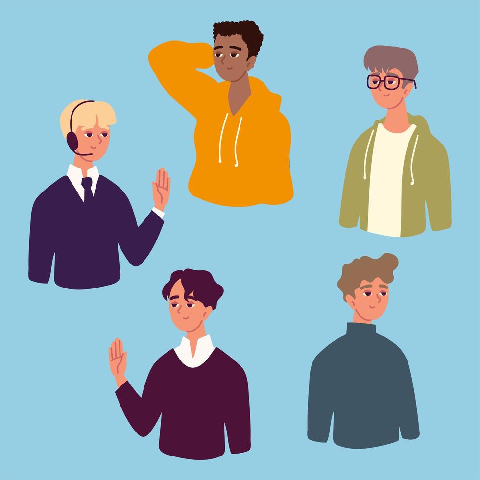 men cartoon set vector