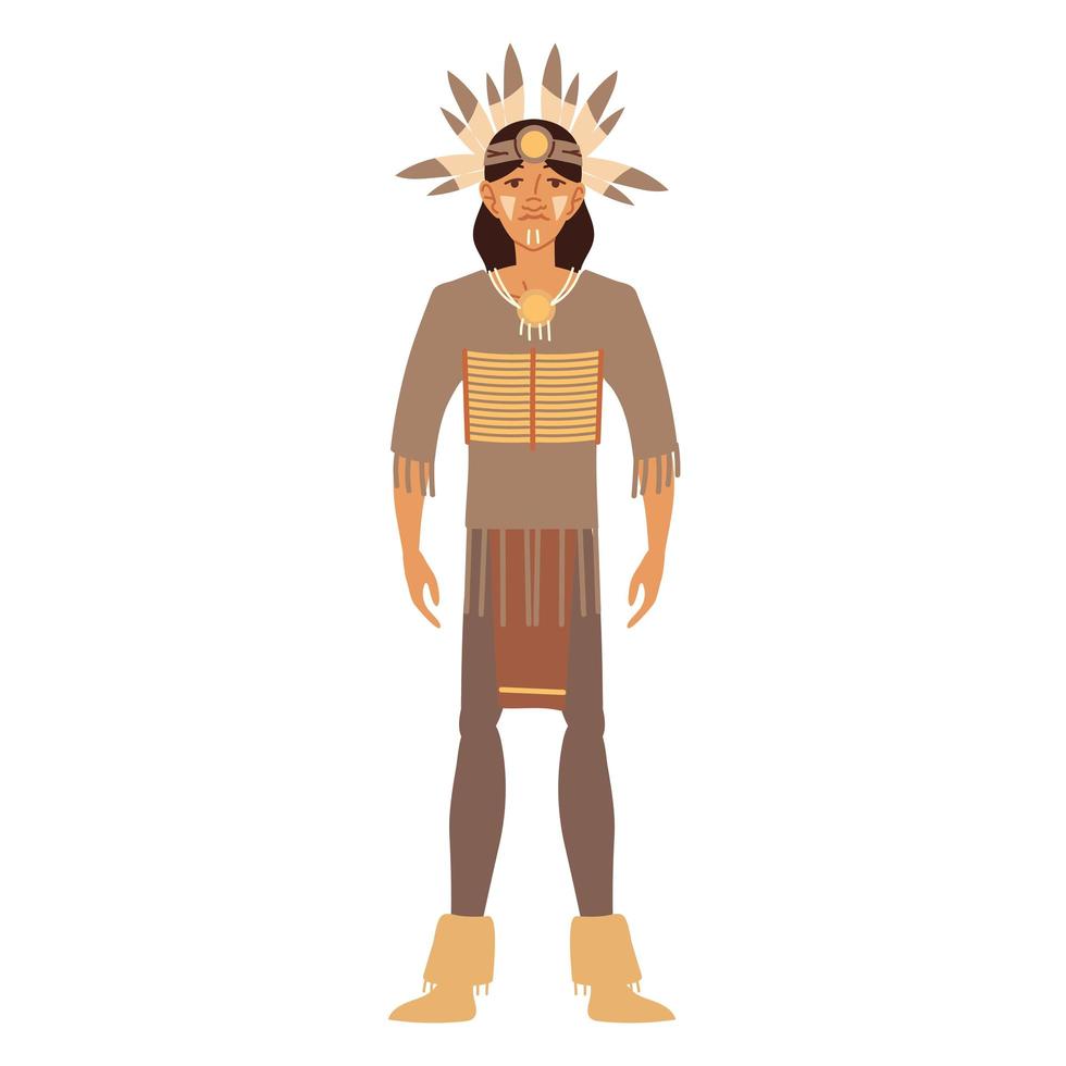 warrior native man vector