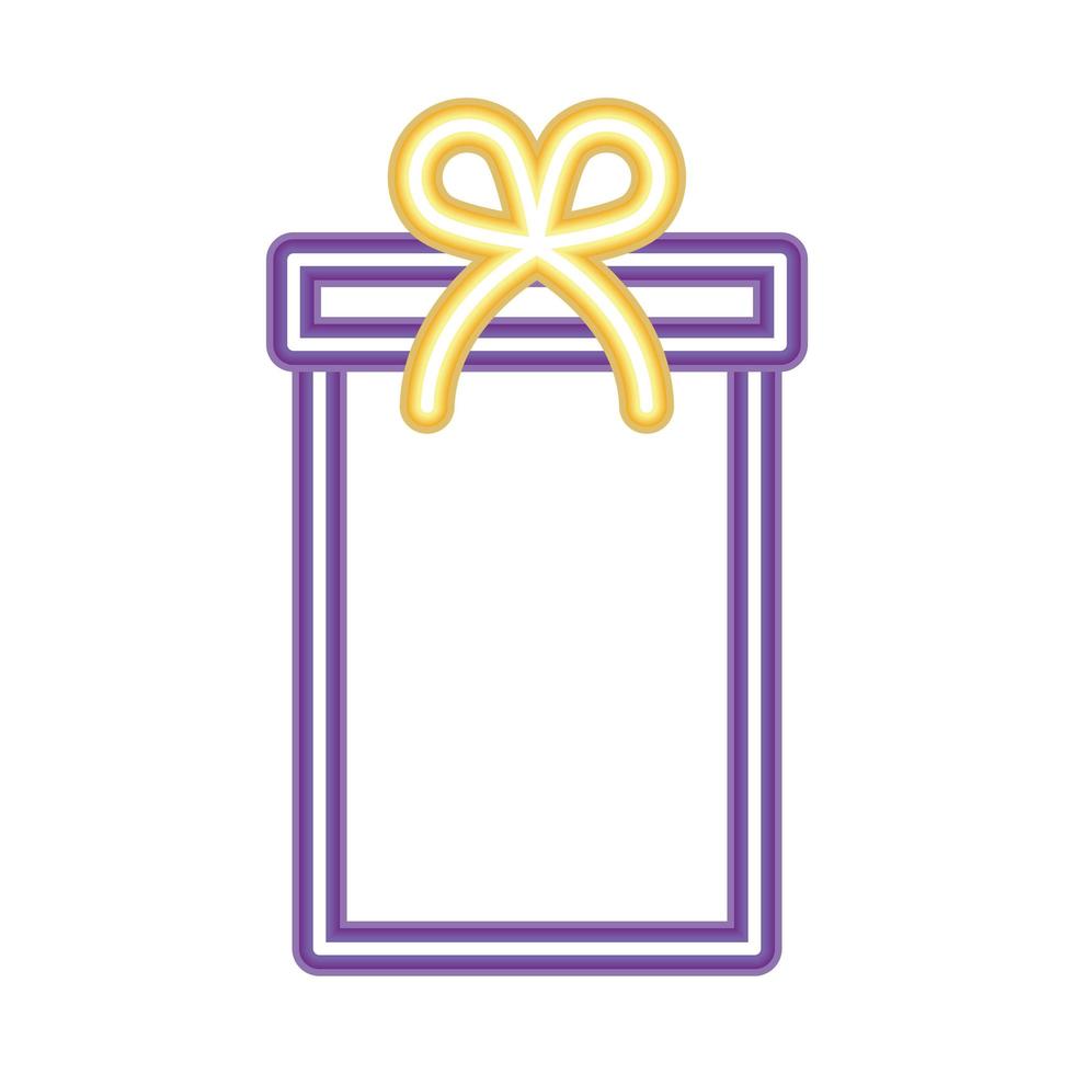 icono de caja de regalo en estilo neón vector