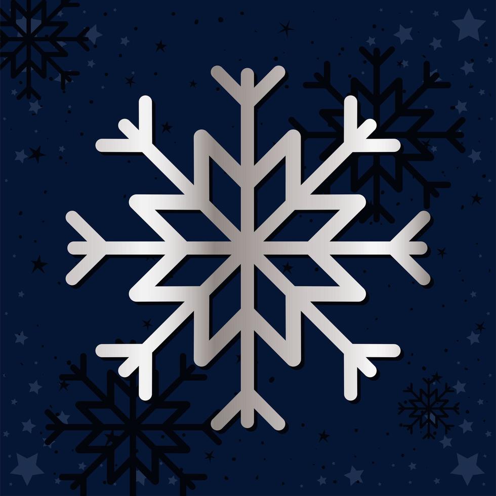 snowflake of silver color on blue background vector