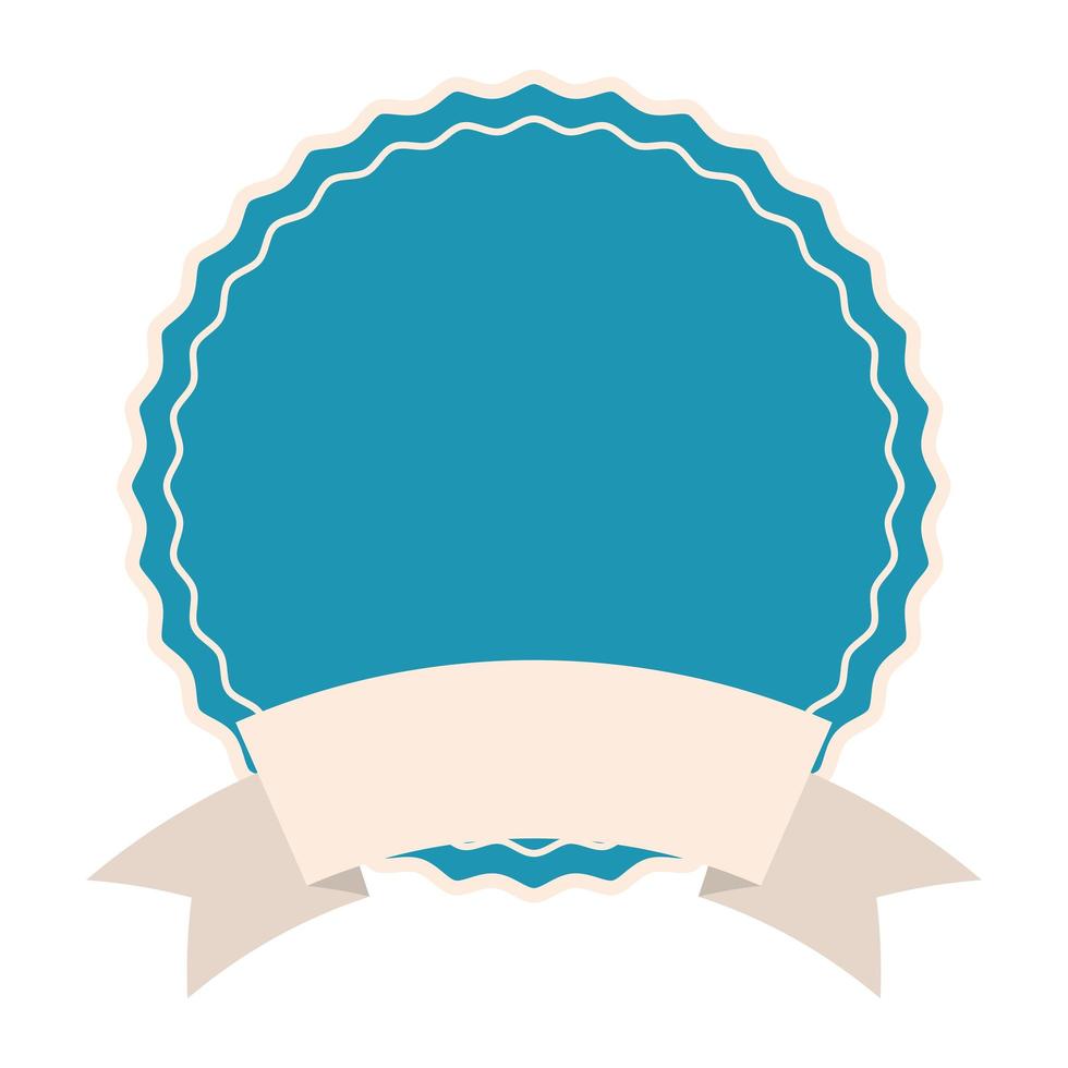 seal stamp of light blue color with a white ribbon vector