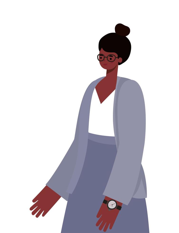 black woman cartoon with glasses vector design