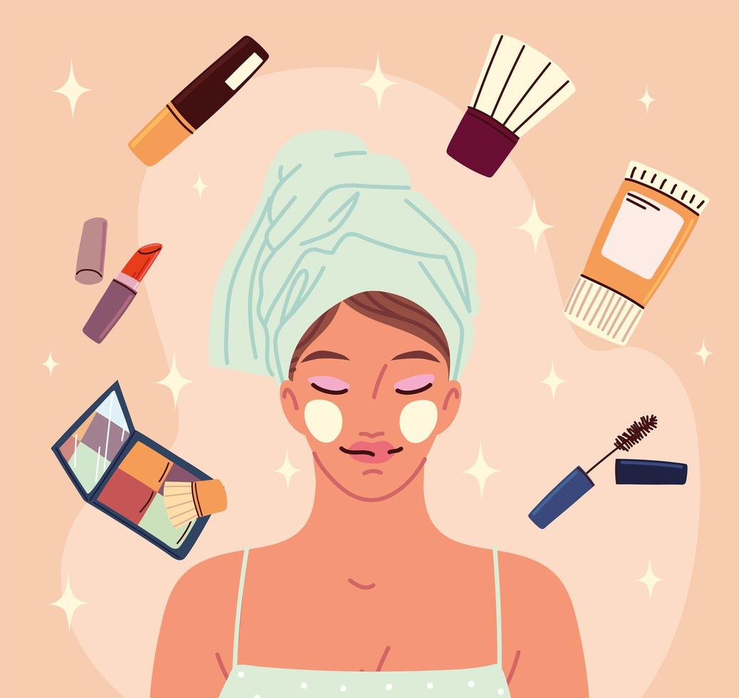 woman with makeup cosmetics vector