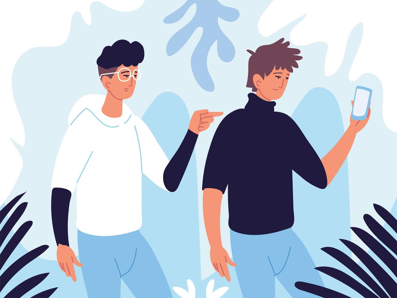 indifferent men with phone vector