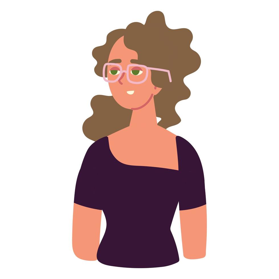 young woman wearing glasses vector