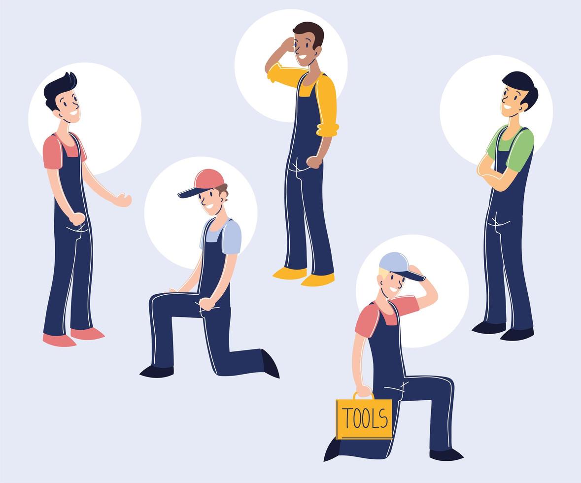 conjunto de trabajadores masculinos vector