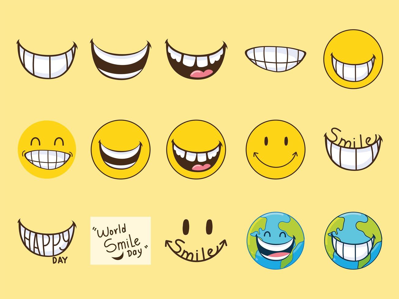 emojis del día de la sonrisa vector